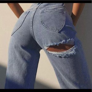 CUT OUT VINTAGE COLOR JEANS